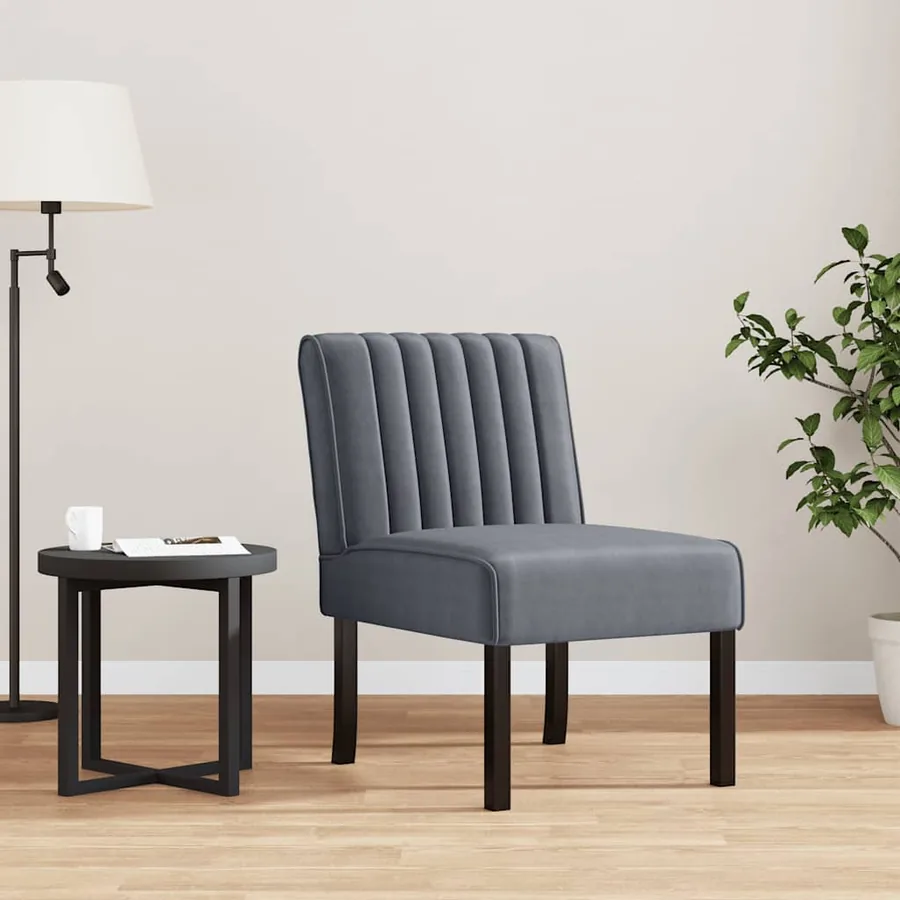 Fauteuil sans accoudoirs gris foncé velours