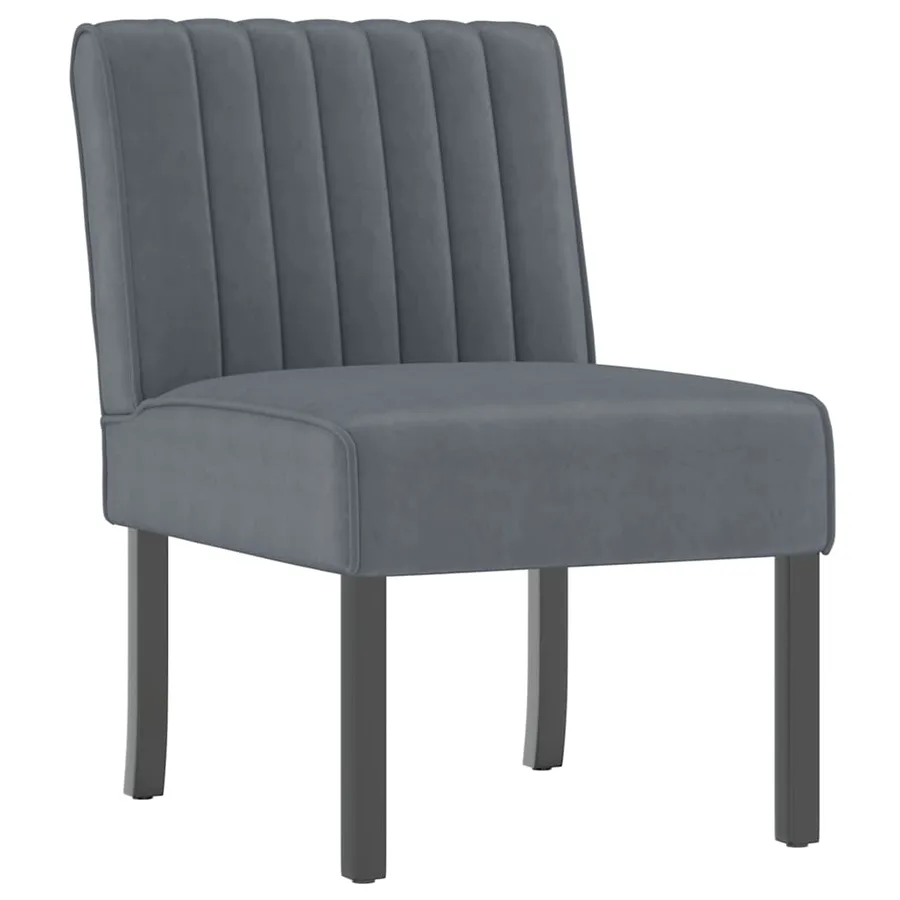 Fauteuil sans accoudoirs gris foncé velours - 2