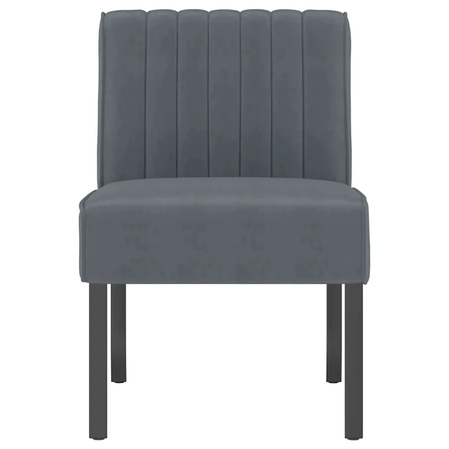 Fauteuil sans accoudoirs gris foncé velours - 3