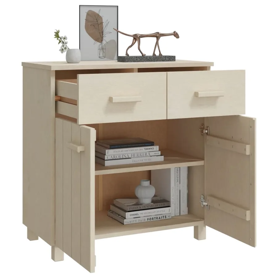 Buffet HAMAR Marron miel 79x40x80 cm Bois massif de pin - 6