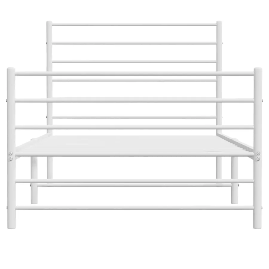 Cadre de lit métal sans matelas et pied de lit blanc 107x203 cm - 6