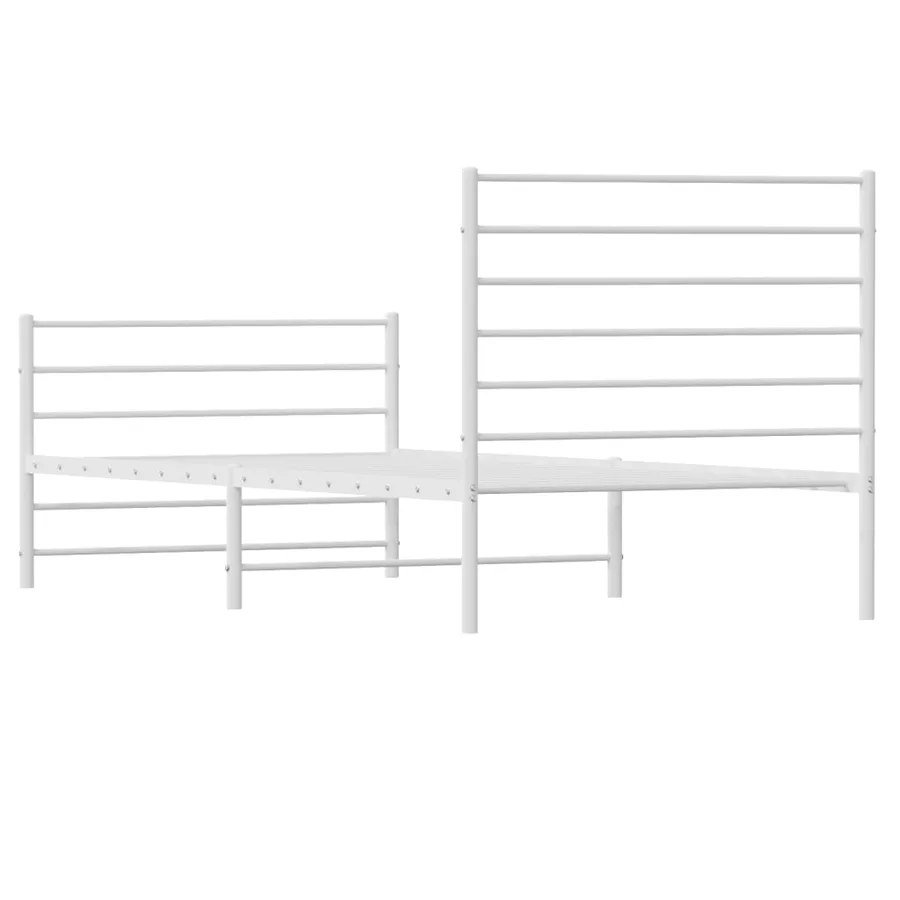 Cadre de lit métal sans matelas et pied de lit blanc 107x203 cm - 8