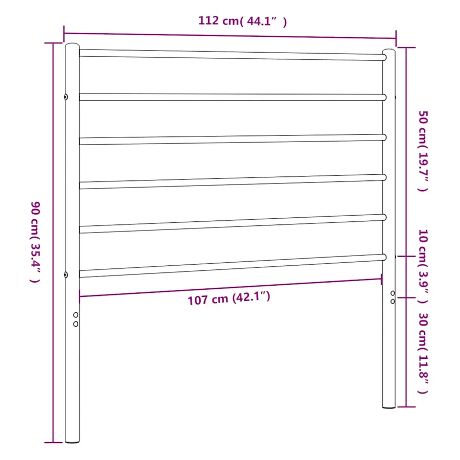 Tête de lit de remplacement métal noir 107 cm - 7