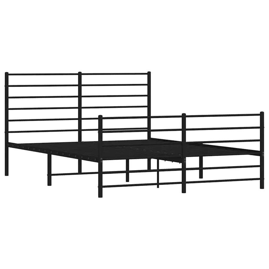 Cadre de lit métal sans matelas avec pied de lit noir 160x200cm - 3
