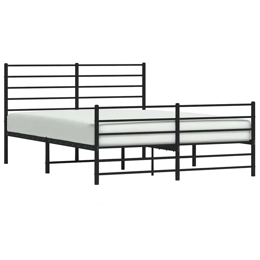 Cadre de lit métal sans matelas avec pied de lit noir 160x200cm - 5