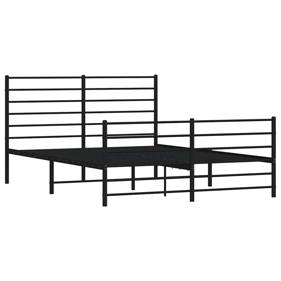 Cadre de lit métal sans matelas avec pied de lit noir 140x190cm - 3