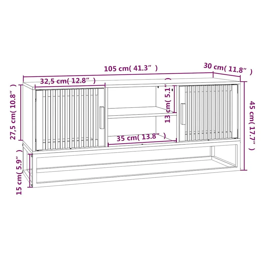 Meuble TV 105x30x45 cm bois d'ingénierie et fer - 7