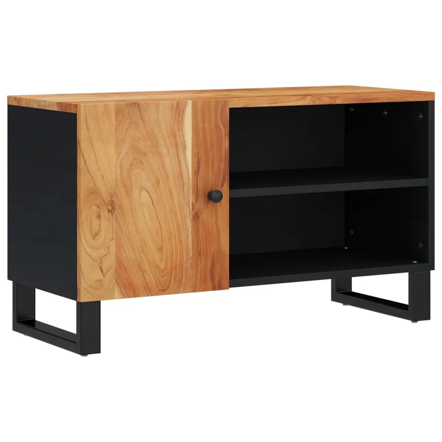 Meuble TV 80x33x46 cm bois d'acacia solide et d'ingénierie - 2