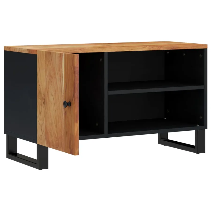 Meuble TV 80x33x46 cm bois d'acacia solide et d'ingénierie - 3