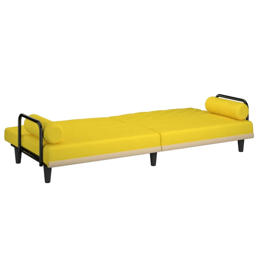 Canapé-lit avec accoudoirs jaune clair tissu - 8
