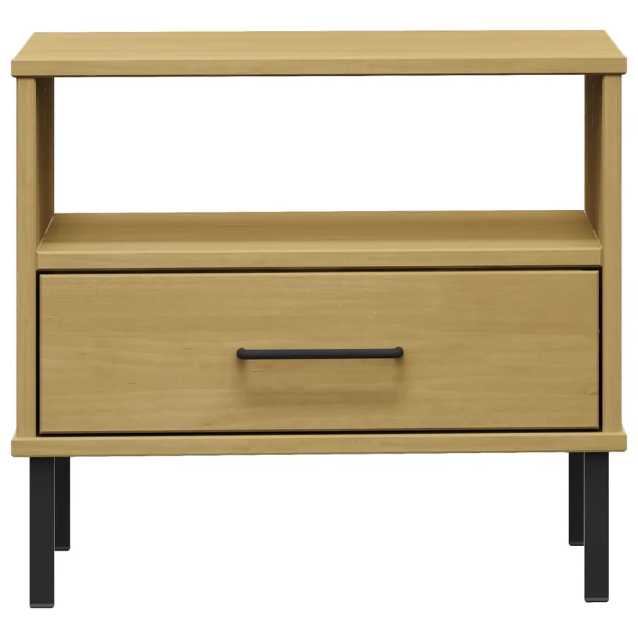 Table de chevet avec pieds en métal Marron Bois pin massif OSLO - 4
