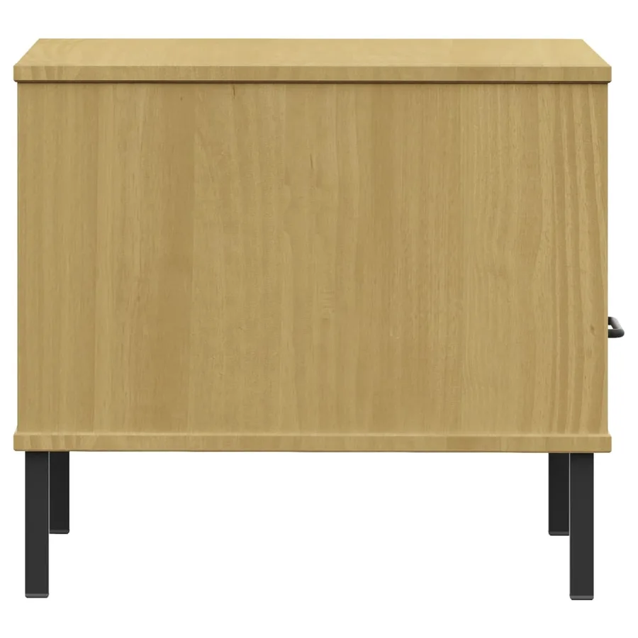 Table de chevet avec pieds en métal Marron Bois pin massif OSLO - 6