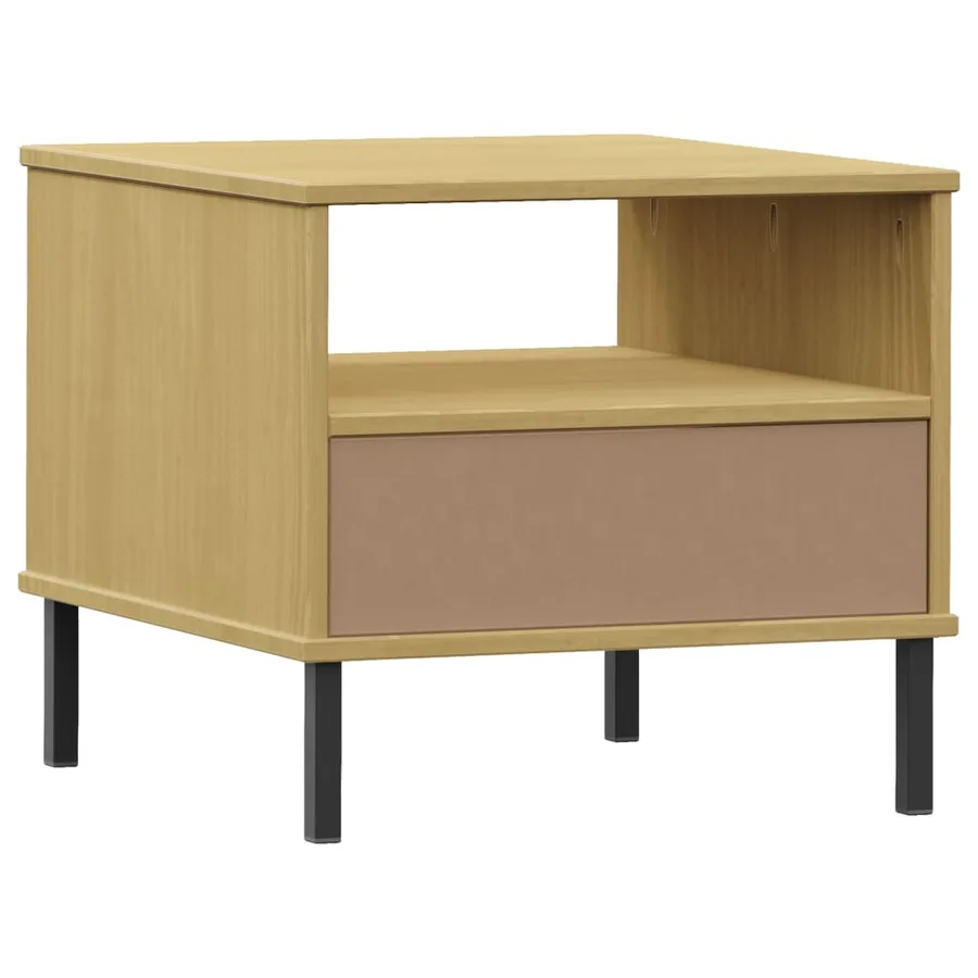 Table de chevet avec pieds en métal Marron Bois pin massif OSLO - 7
