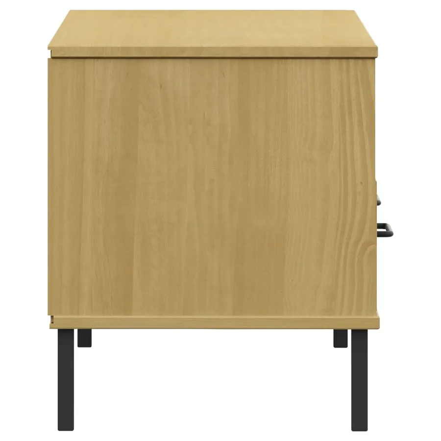 Meuble TV avec pieds en métal Marron Bois de pin massif OSLO - 6