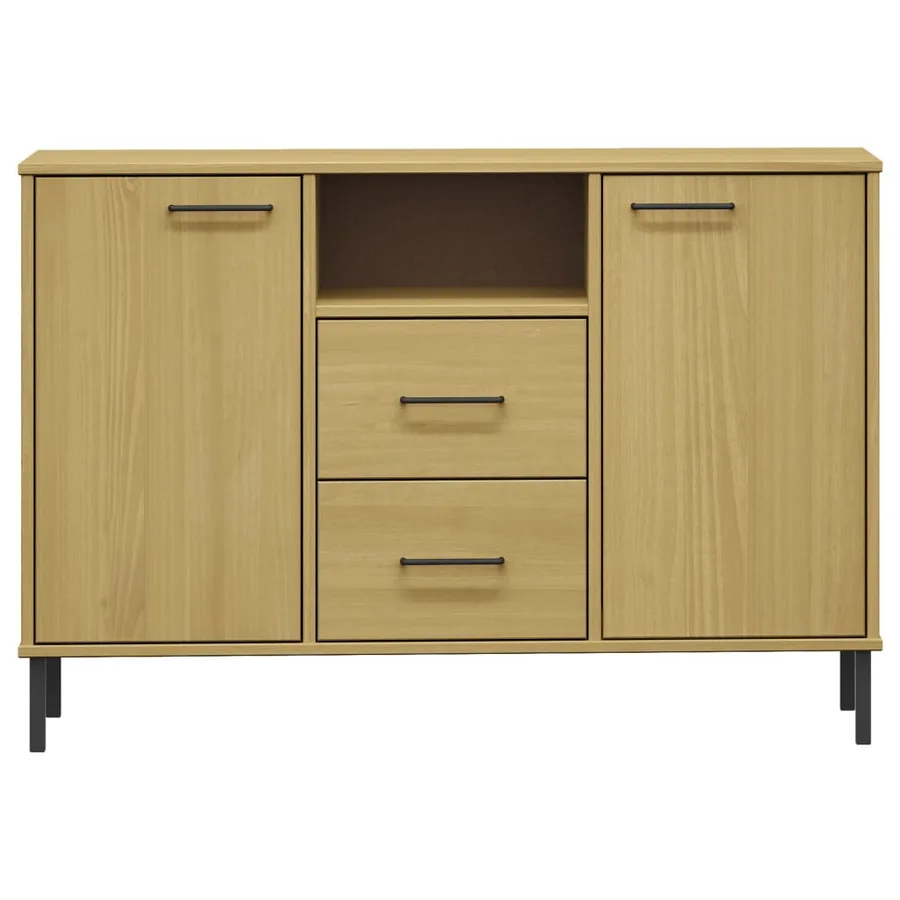 Buffet avec pieds en métal Marron 113x40x77 cm Bois massif OSLO - 4