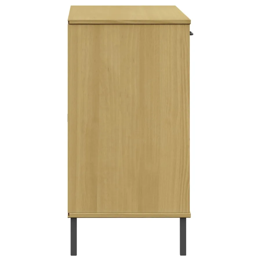 Buffet avec pieds en métal Marron 113x40x77 cm Bois massif OSLO - 6