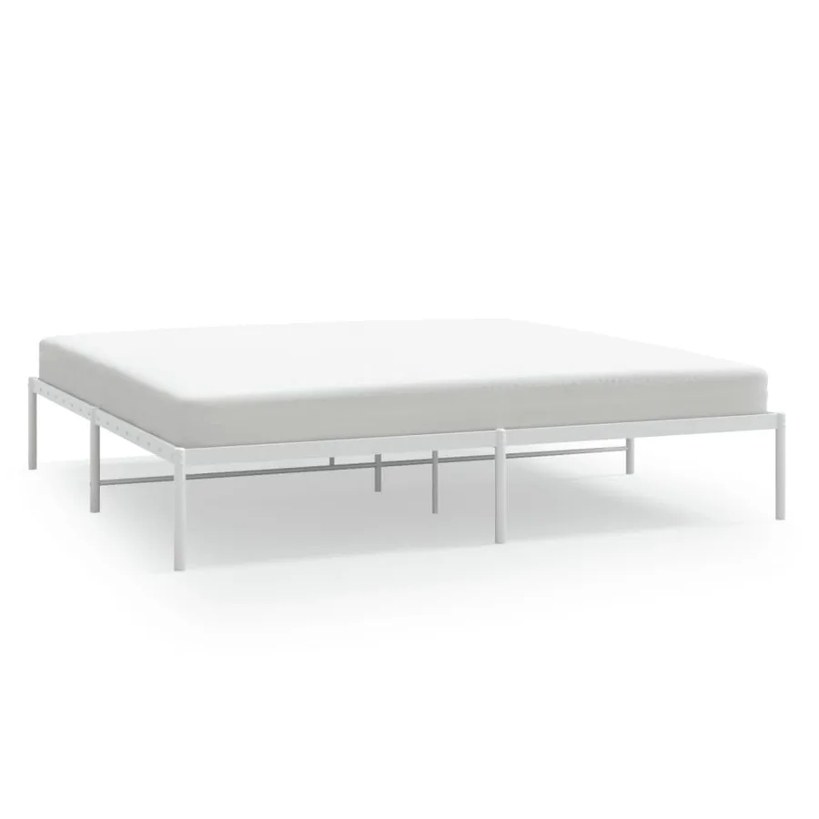 Cadre de lit métal sans matelas blanc 193x203 cm - 2