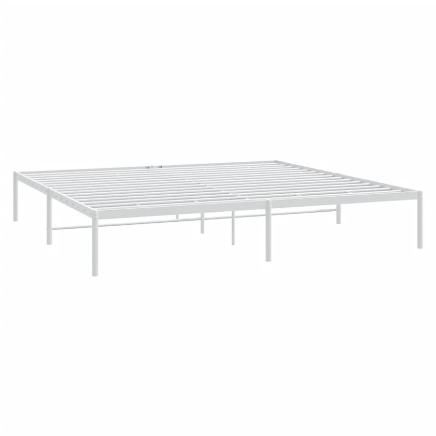Cadre de lit métal sans matelas blanc 193x203 cm - 3
