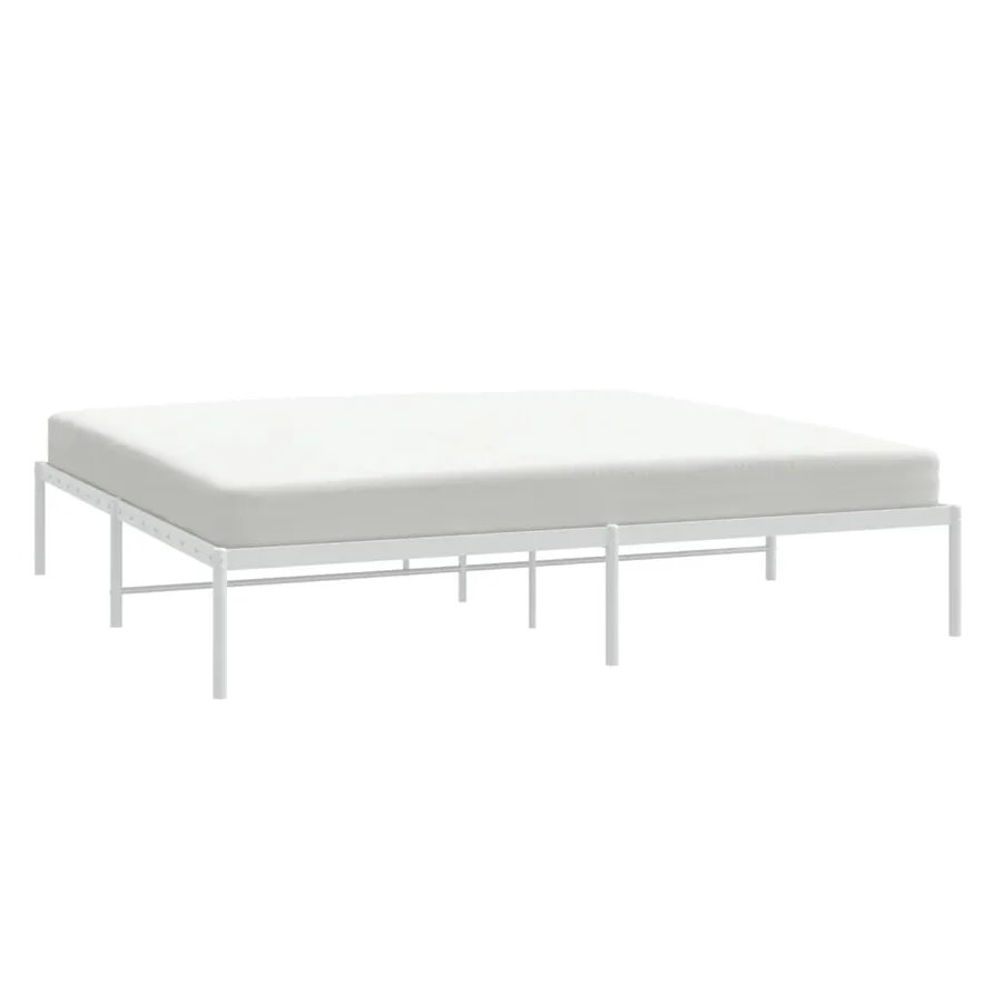 Cadre de lit métal sans matelas blanc 193x203 cm - 4