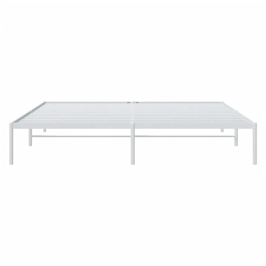 Cadre de lit métal sans matelas blanc 193x203 cm - 5