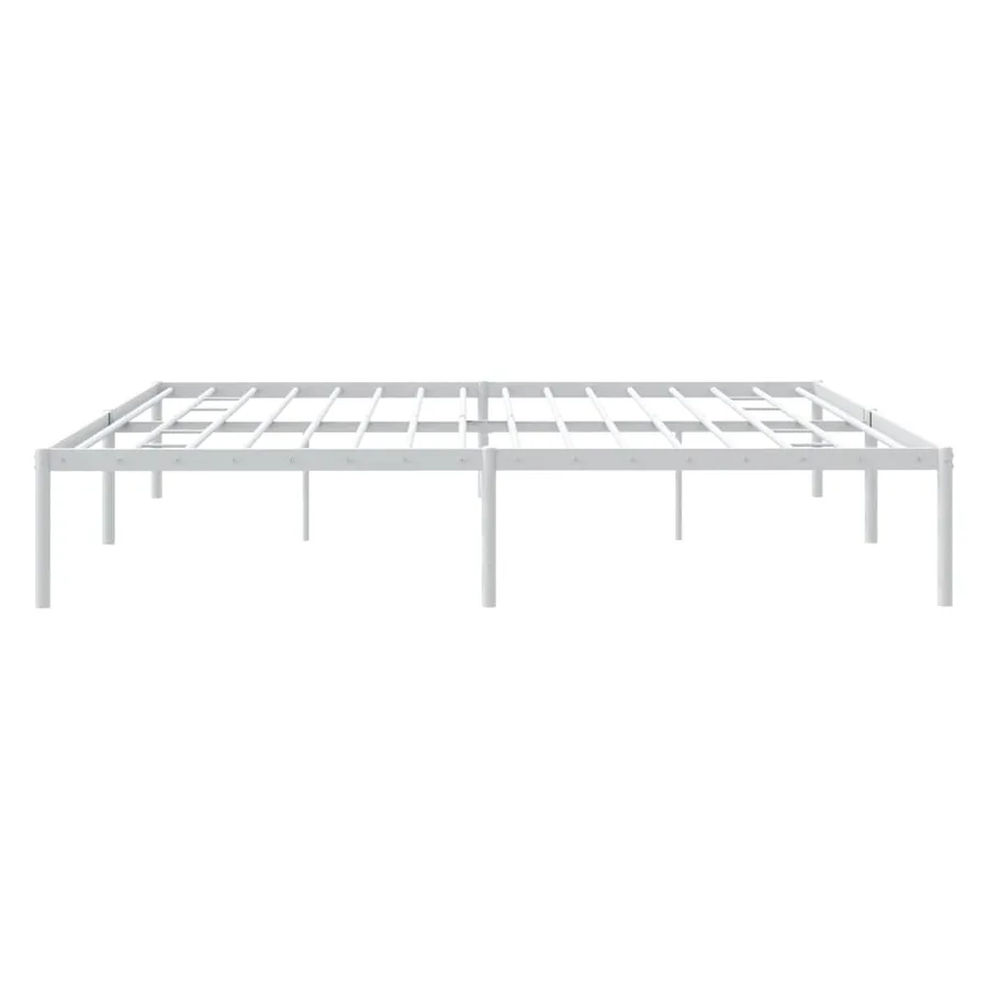 Cadre de lit métal sans matelas blanc 193x203 cm - 6