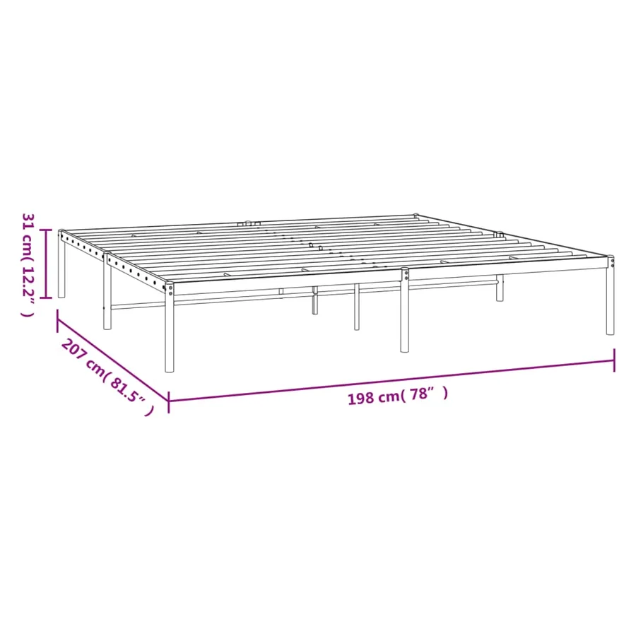 Cadre de lit métal sans matelas blanc 193x203 cm - 8