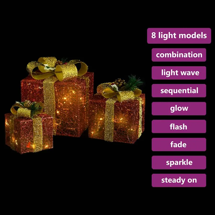 Boîtes-cadeaux de Noël décoratives 3 pcs Extérieur Intérieur - 3