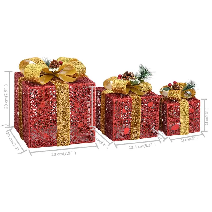 Boîtes-cadeaux de Noël décoratives 3 pcs Extérieur Intérieur - 9