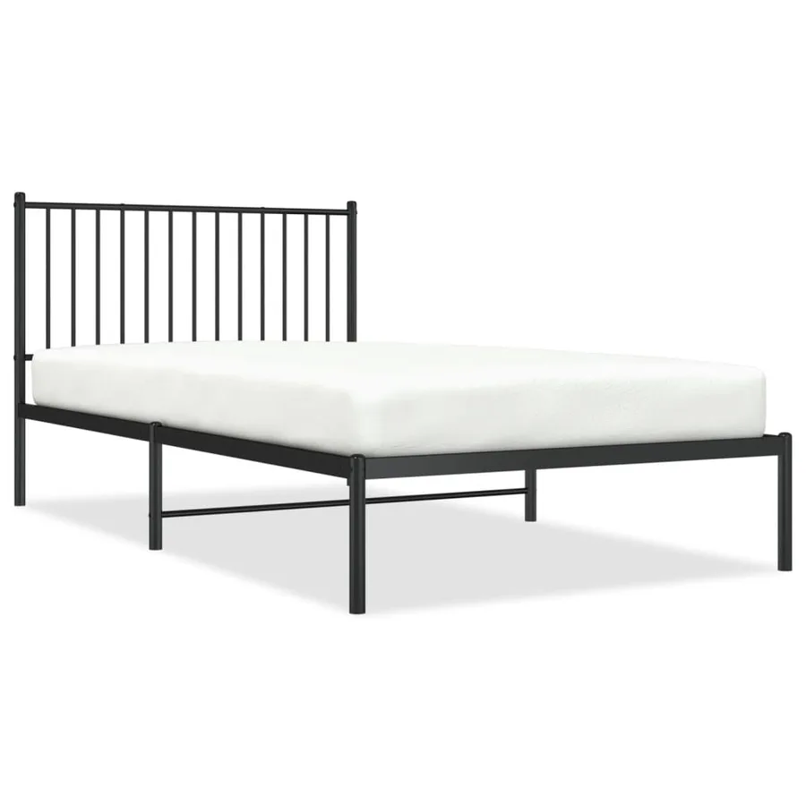 Cadre de lit métal sans matelas avec tête de lit noir 107x203cm - 2