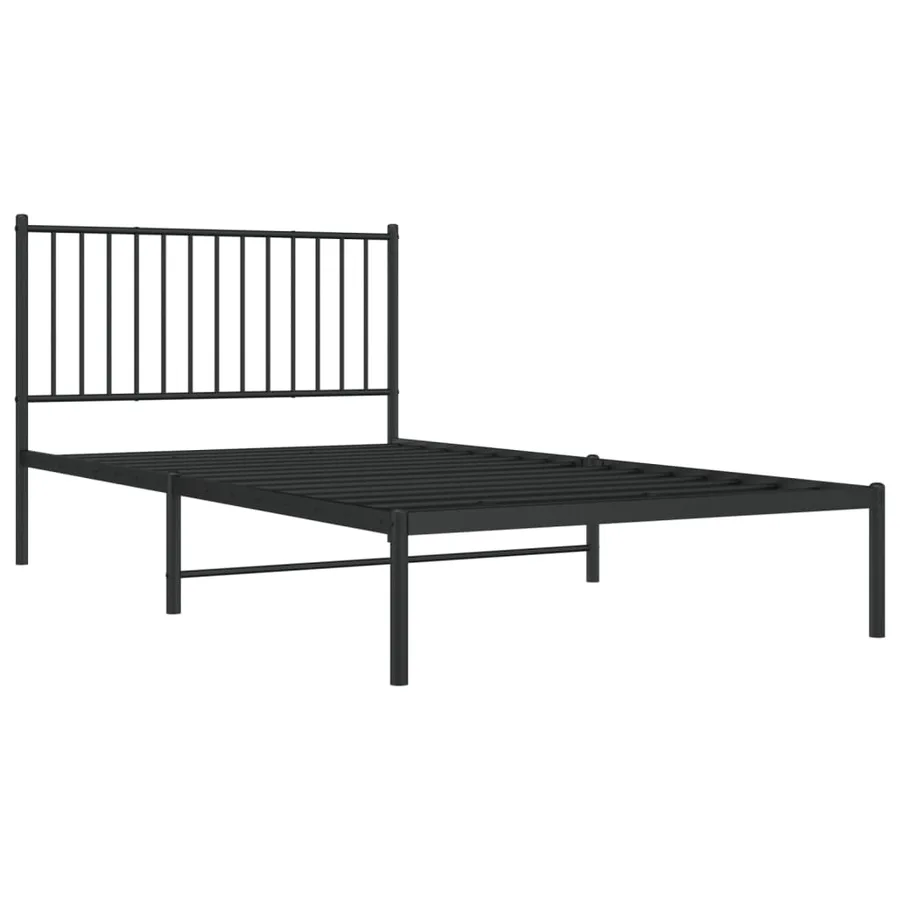Cadre de lit métal sans matelas avec tête de lit noir 107x203cm - 3