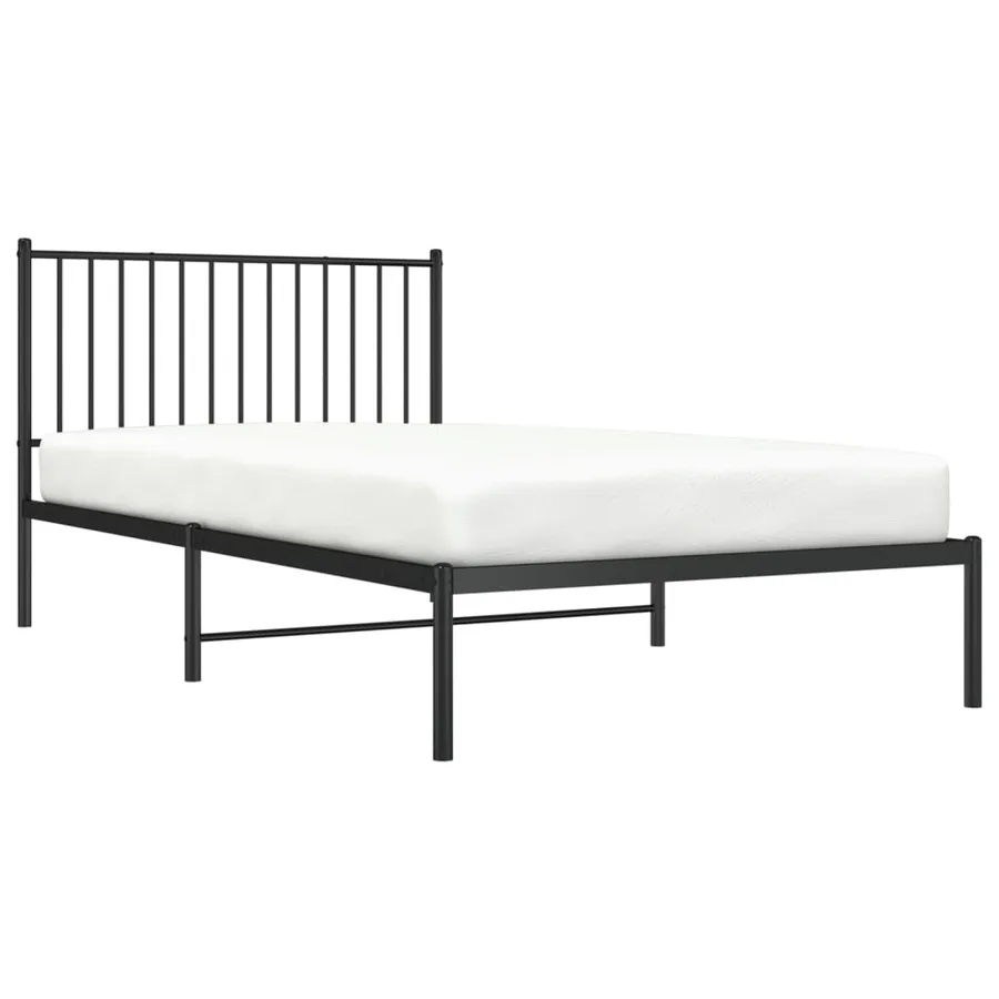 Cadre de lit métal sans matelas avec tête de lit noir 107x203cm - 4