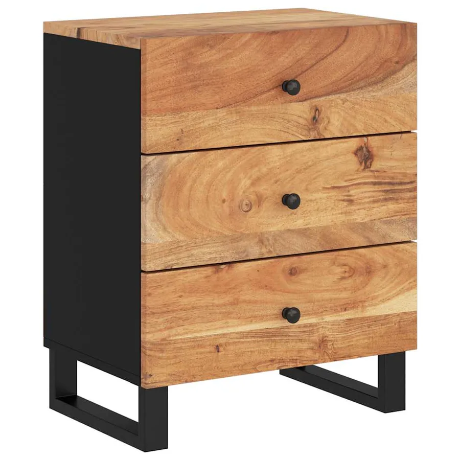 Table de chevet 50x33x62cm Bois d'acacia solide et d'ingénierie - 12