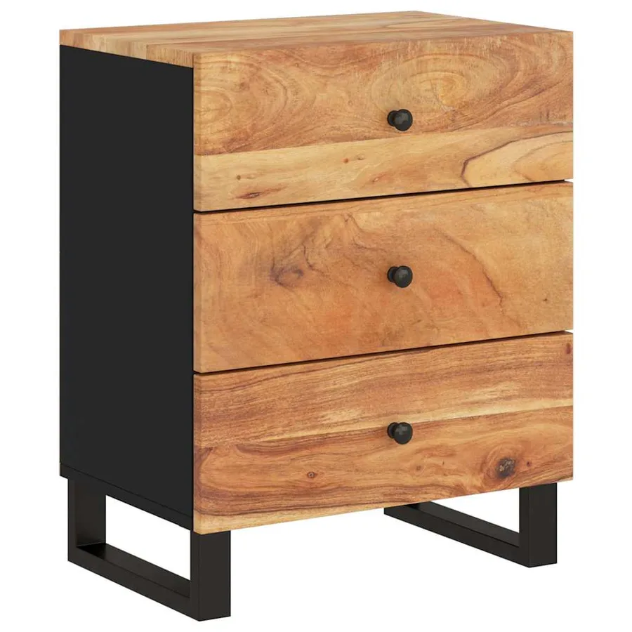 Table de chevet 50x33x62cm Bois d'acacia solide et d'ingénierie - 9