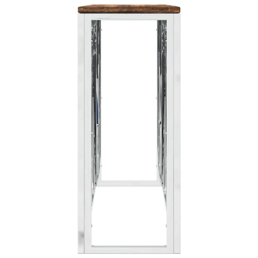 Table console acier inoxydable et bois massif de récupération - 4