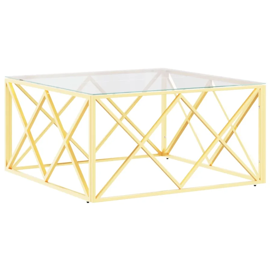 Table basse 80x80x40 cm acier inoxydable et verre - 2