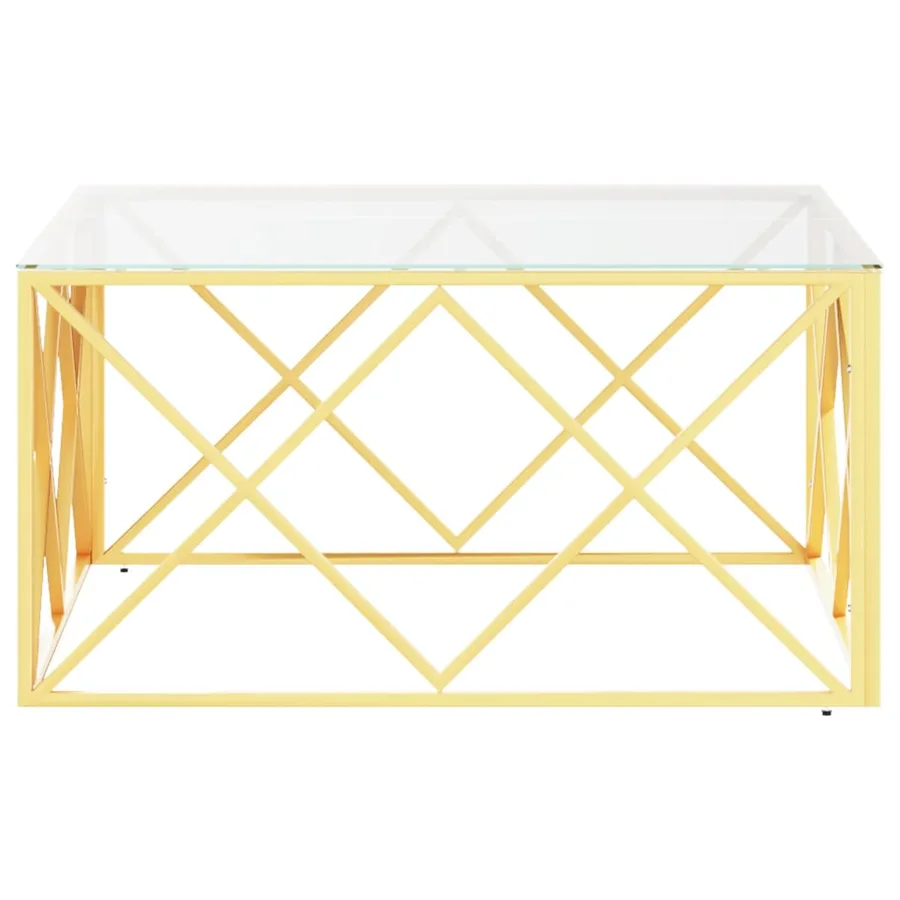 Table basse 80x80x40 cm acier inoxydable et verre - 3