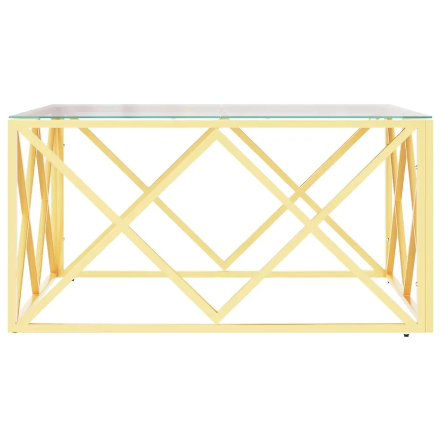 Table basse 80x80x40 cm acier inoxydable et verre - 4