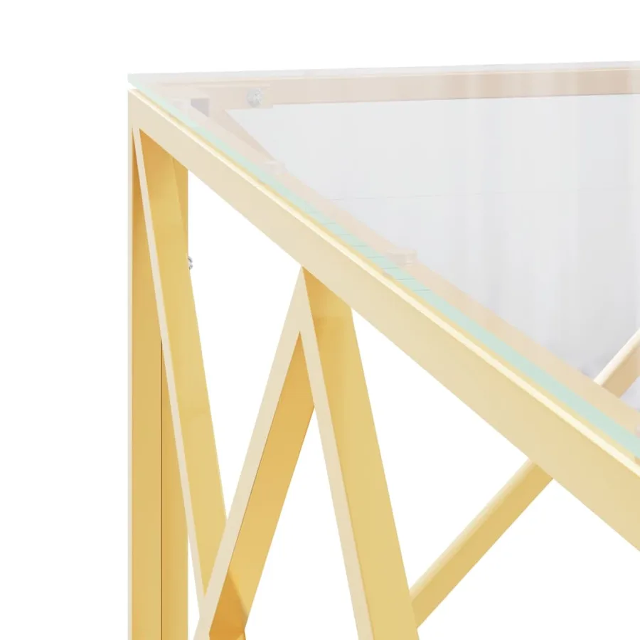 Table basse 80x80x40 cm acier inoxydable et verre - 5