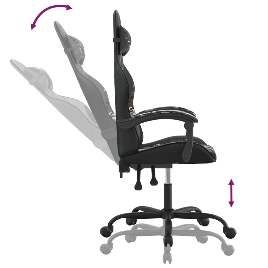 Chaise de jeu pivotante Noir et camouflage Similicuir - 10