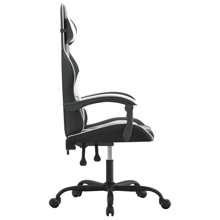 Chaise de jeu pivotante Noir et blanc Similicuir - 4