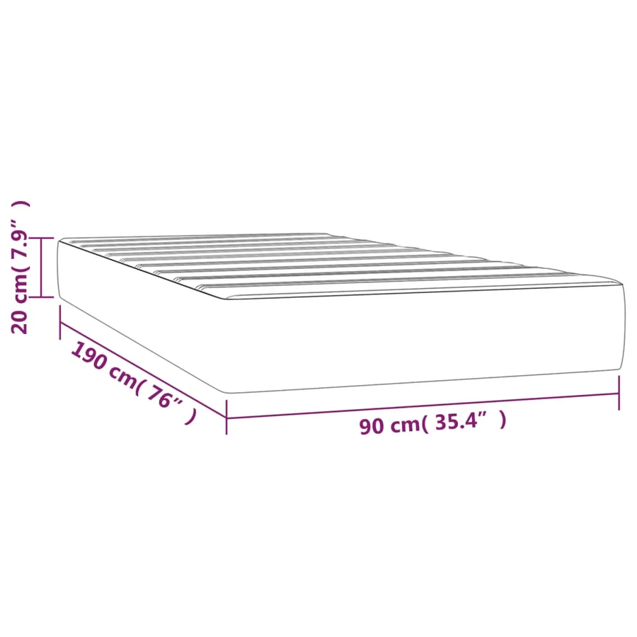 Matelas de lit à ressorts ensachés fermeté moyenne Blanc 90x190x20cm Similicuir - 7