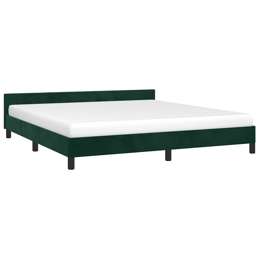 Cadre de lit sans matelas vert foncé 160x200 cm velours - 3