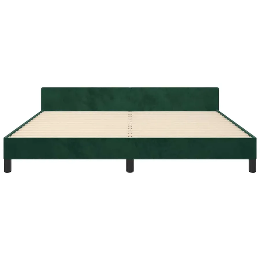 Cadre de lit sans matelas vert foncé 160x200 cm velours - 5