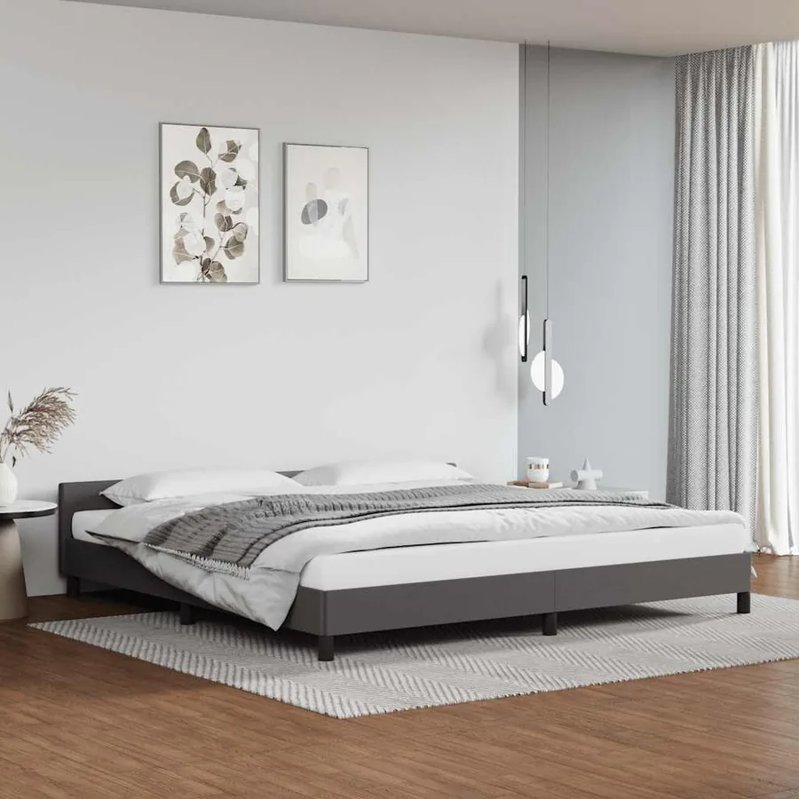 Cadre de lit avec tête de lit sans matelas gris 200x200 cm