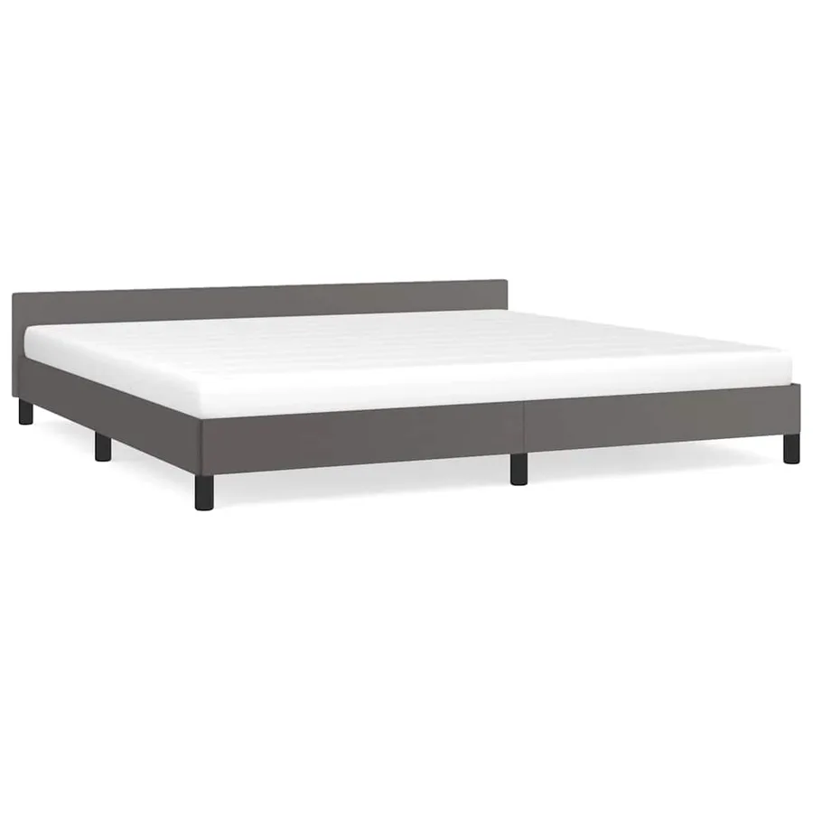 Cadre de lit avec tête de lit sans matelas gris 200x200 cm - 2
