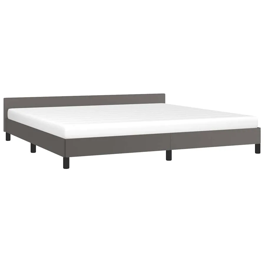 Cadre de lit avec tête de lit sans matelas gris 200x200 cm - 3