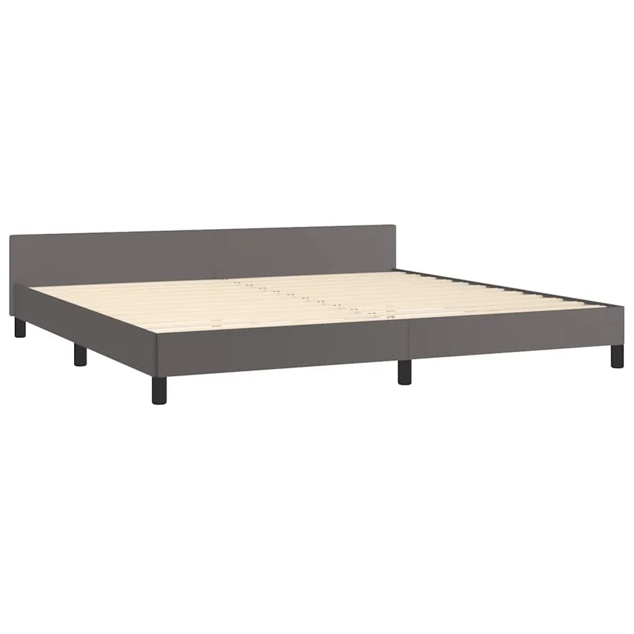 Cadre de lit avec tête de lit sans matelas gris 200x200 cm - 4