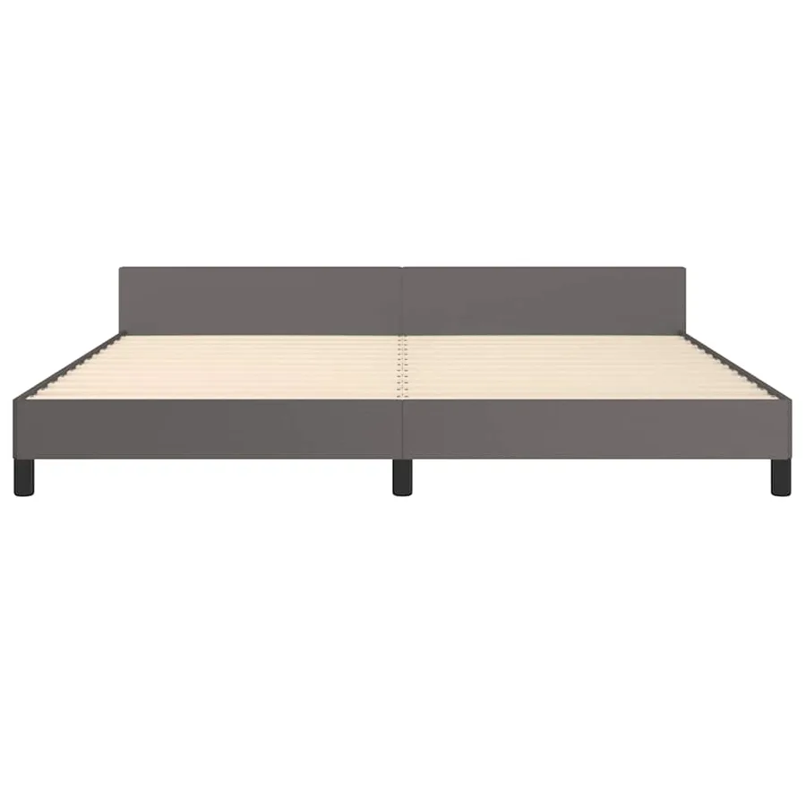 Cadre de lit avec tête de lit sans matelas gris 200x200 cm - 5