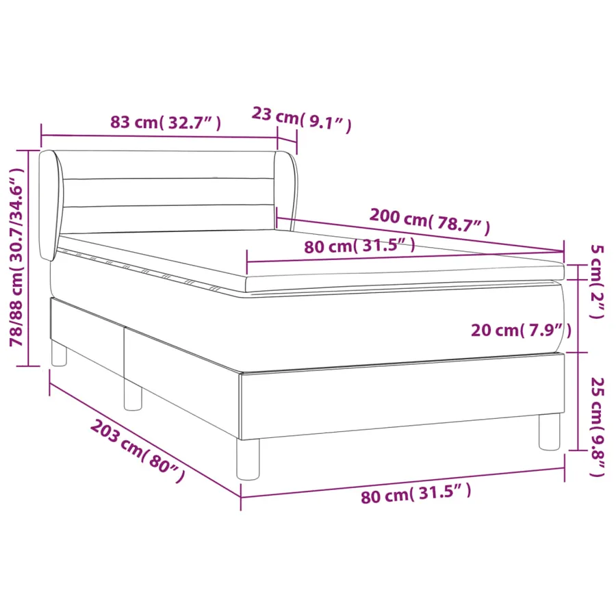 Sommier à lattes de lit et matelas Rose 80x200 cm Velours - 7