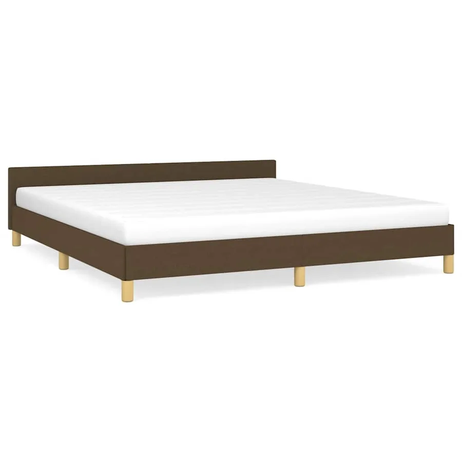 Cadre de lit sans matelas marron foncé 160x200 cm tissu - 2